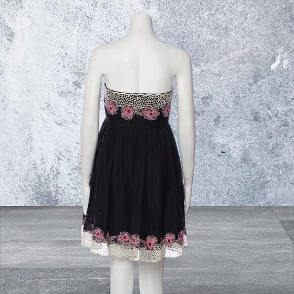 Anthropology Tibi Embroidered Floral Silk Strapless Dress - Picture 3 of 4